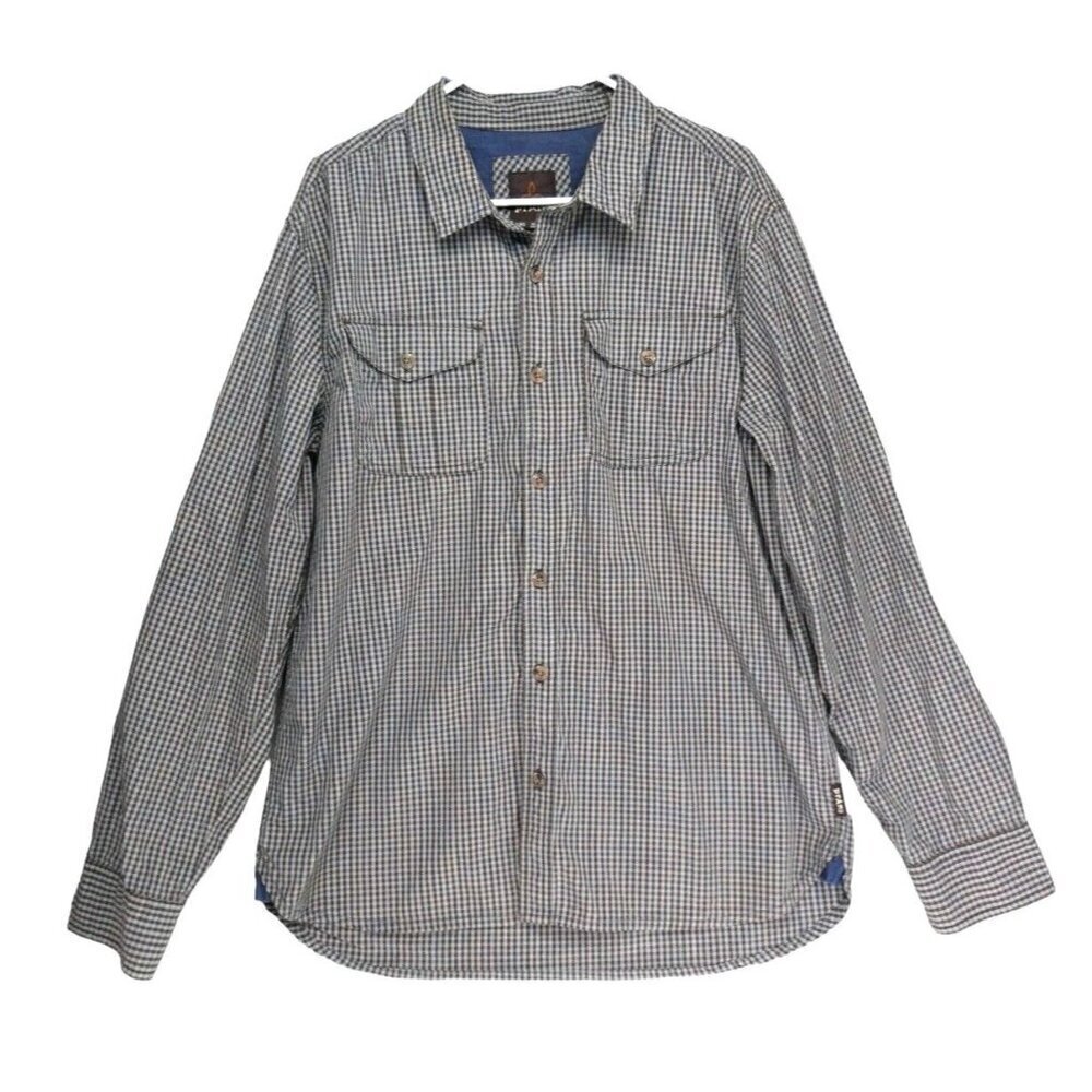 Prana Hiking Ascension Shirt Mens L Check Plaid Roll Up Sleeves Outdoor gorpcore